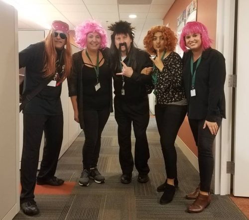 Christina with her "work family" for Halloween 2019. Seen in photo from left to right are: Brian, Christina, Bill, Nidhi and Delaney .